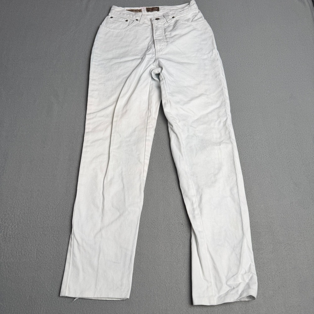 Vintage Express EXP Jeans Womens 7 White High Waisted Straight Leg Cotton USA
